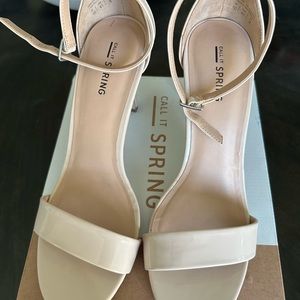 Nude Patent Sandal Heels